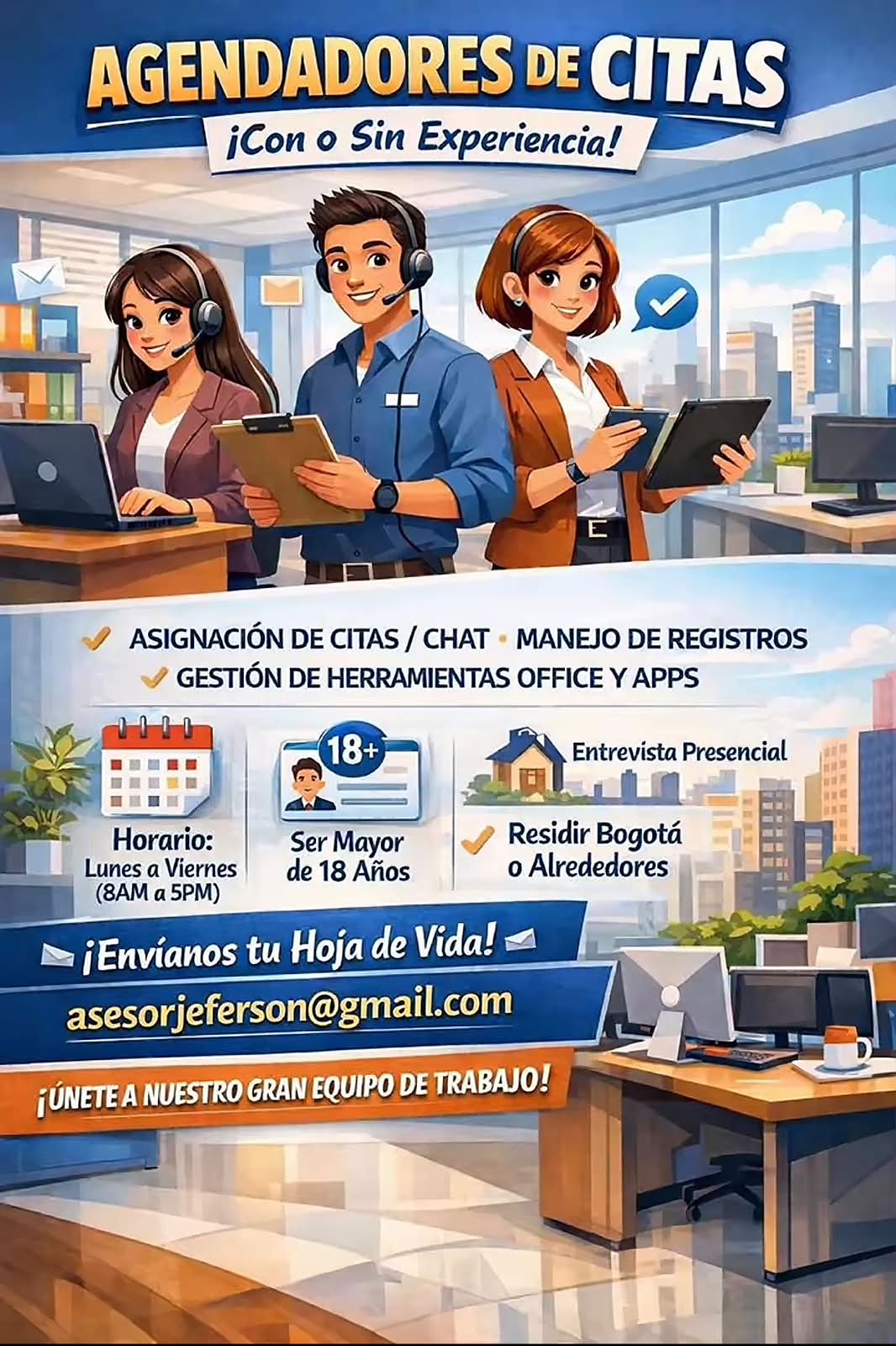 Auxiliar remoto sin experiencia- asistente Bogotá